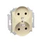 Double socket outlet with grounding (module) with shutters for current paths 16A 230V beige