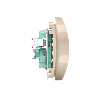 Double socket-outlet with grounding (module), with shutters for current paths, 16A, 230V, screw terminals, beige
