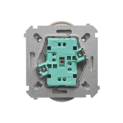 Double socket outlet with grounding (module), with shutters for current paths, 16A, 230V, screw terminals, satin (metallic)