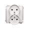 Double socket outlet with grounding (module), with shutters for current paths, 16A, 230V, screw terminals, white