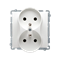 Double socket outlet with grounding (module), with shutters for current paths, 16A, 230V, screw terminals, white