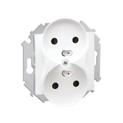 Double socket outlet with grounding (module) with shutters for current paths 16A 230V white