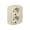 Double socket-outlet with grounding, Schuko type, 16A, 230V, screw terminals, beige