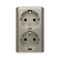 Double socket-outlet with grounding, Schuko type, with shutters for current paths 16A 250V screw terminals golden matt