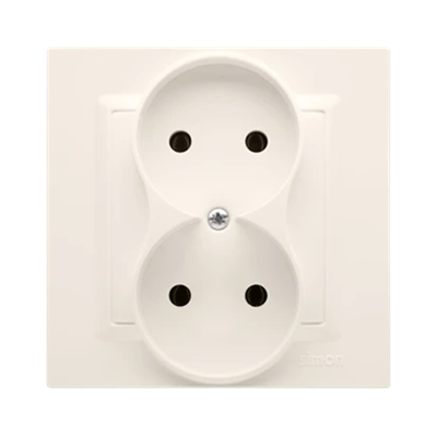 Double socket outlet without earthing MONOBLOCK (module) 16A 230V complete cream