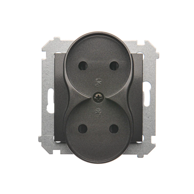 Double socket-outlet without earthing with shutters (module) 16A 250V anthracite (metallic)