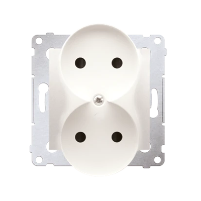 Double socket-outlet without earthing with shutters (module) 16A 250V cream