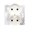 Double socket-outlet without earthing with shutters (module) 16A 250V cream