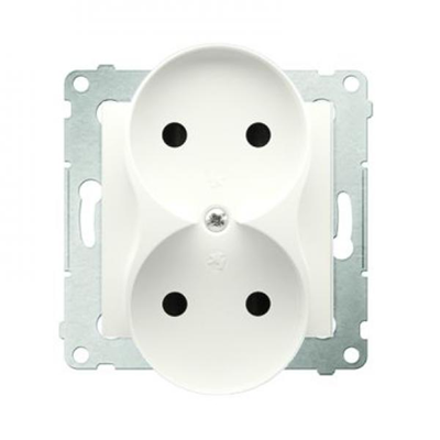 Double socket-outlet without earthing with shutters (module) 16A 250V cream