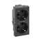 Double socket S500 Schuko 2x230V 16A with signaling gray graphite