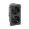 Double socket S500 Schuko 2x230V 16A with signaling gray graphite