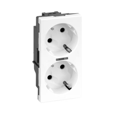 Double socket S500 Schuko 2x230V 16A with signaling pure white
