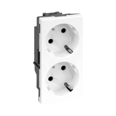 Double socket S500 Schuko 2x230V 16A without signaling screw pure white