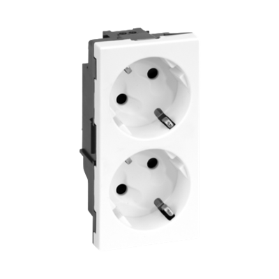 Double socket S500 Schuko 2x230V 16A without signaling screw pure white