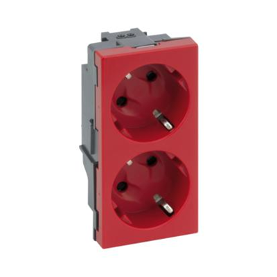 Double socket SIMON 500 SCHUKO 16A 230V quick connectors/knife red