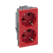 Double socket SIMON 500 SCHUKO 16A 230V quick connectors/knife red