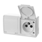 Double socket, surface-mounted, with grounding - white, IP44 HERMES
