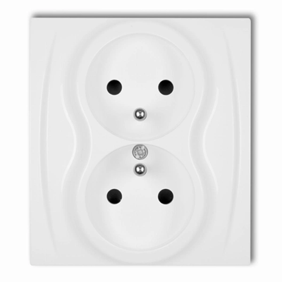 Double socket with earthing 2x2P+E, IP 20