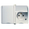 Double socket with earthing (2x2P+E) n/t IP44 white, beech