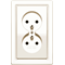 Double socket with earthing cream gloss set