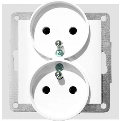 Double socket with earthing for single or multiple frames with screw terminals cream, fiorena
