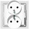 Double socket with earthing for single or multiple frames with screw terminals cream, fiorena