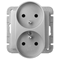 Double socket, with earthing, modular - silver, IP20 SENTIA