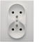 Double socket with grounding set white