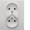 Double socket with grounding set white