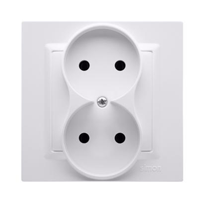 Double socket without earthing MONOBLOCK (module) 16A 230V complete white