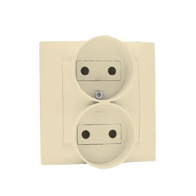 Double socket without earthing with shutters for current paths 16A 230V beige