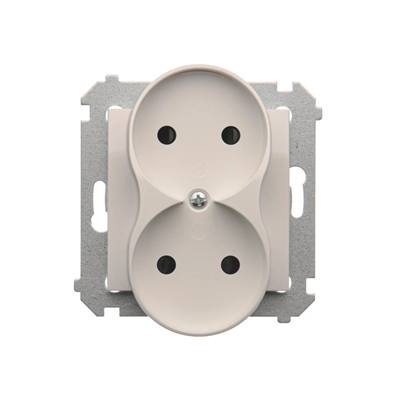 Double socket without earthing with shutters (module) 16A 250V white