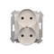 Double socket without earthing with shutters (module) 16A 250V white
