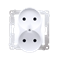 Double socket without earthing with shutters (module) 16A 250V white