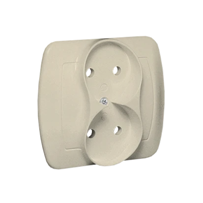 Double socket without grounding 16A 230V screw terminals beige