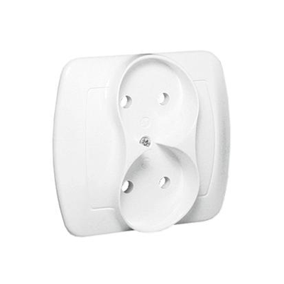 Double socket without grounding 16A 230V white screw terminals