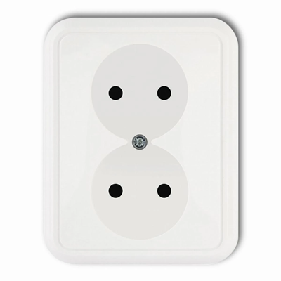 Double socket without grounding 2x2P, IP 20