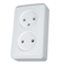 Double socket, without grounding, white