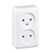 Double socket, without grounding, white