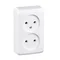 Double socket, without grounding, white