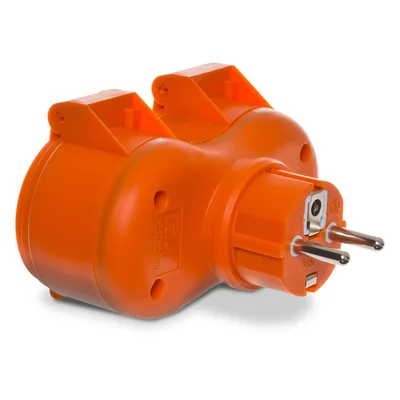 Double splitter 2x2P+Z 16A 250V IP 44 orange