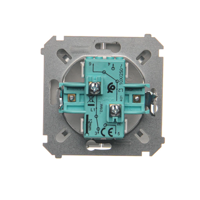 Double stair switch (module) 10A 250V inox screw terminals (metallic)