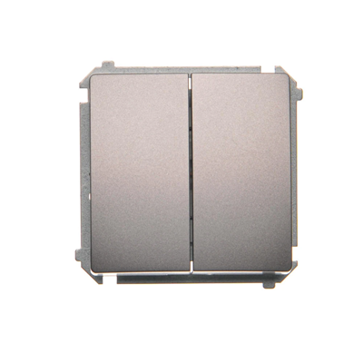 Double stair switch (module) 10A 250V inox screw terminals (metallic)
