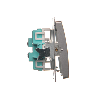 Double stair switch (module) 10A 250V inox screw terminals (metallic)