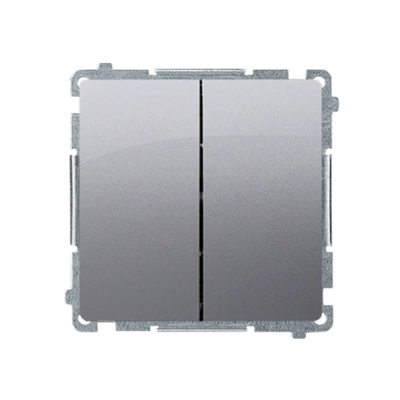 Double stair switch (module) 10A 250V inox screw terminals (metallic)