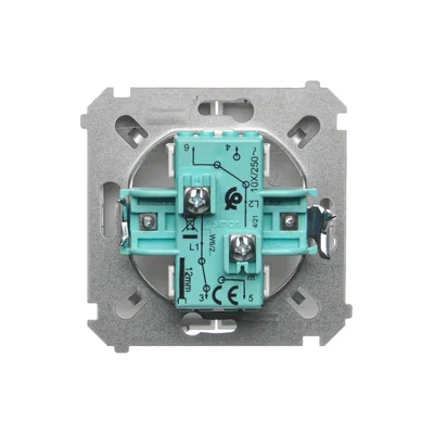 Double stair switch (module) 10A 250V screw terminals satin (metallic)