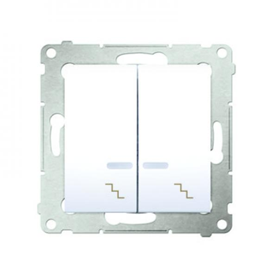 Double stair switch (module) 10A 250V white screw terminals