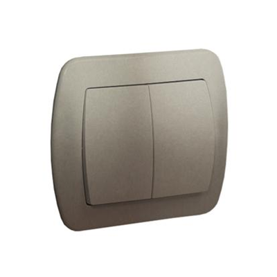 Double stair switch with backlight 230V, metallic satin