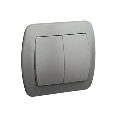 Double stair switch with backlight 230V, metallic silver