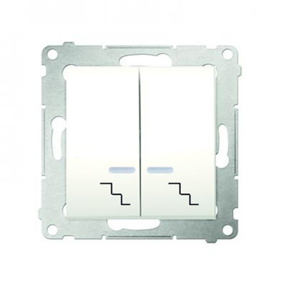 Double stair switch with backlight (module) 10A 250V cream screw terminals